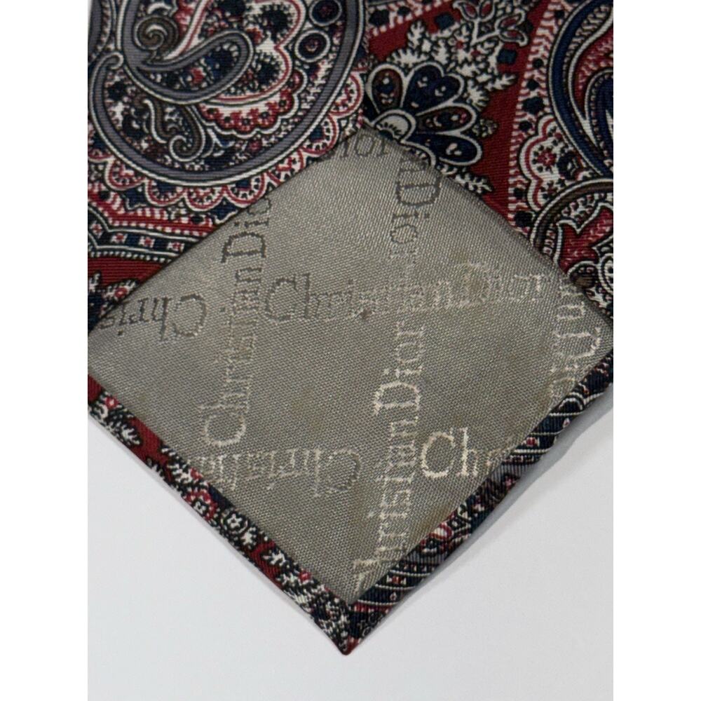 Vintage Christian Dior Tie 57x3.5 Mens Luxury Paisley Gray Executive Business - Picture 4 of 8